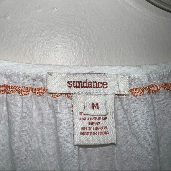 Sundance Sheer White Embroidered Boho Festival Hippie Top Size Medium Cotton - Picture 2 of 10